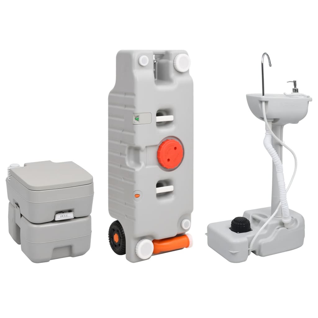 Portable Camping Toilet and Handwash Stand Set with Water Tank