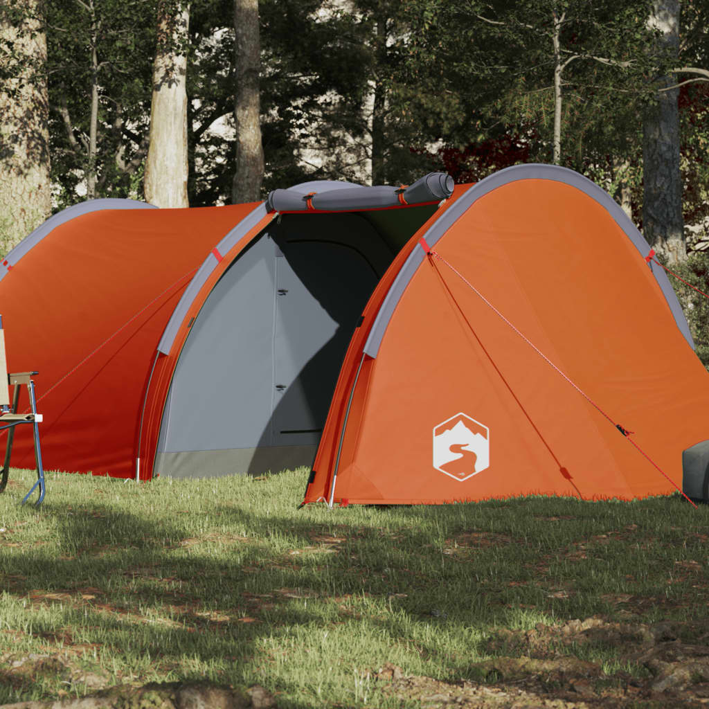 Camping Tent Tunnel 4-Person Orange Waterproof