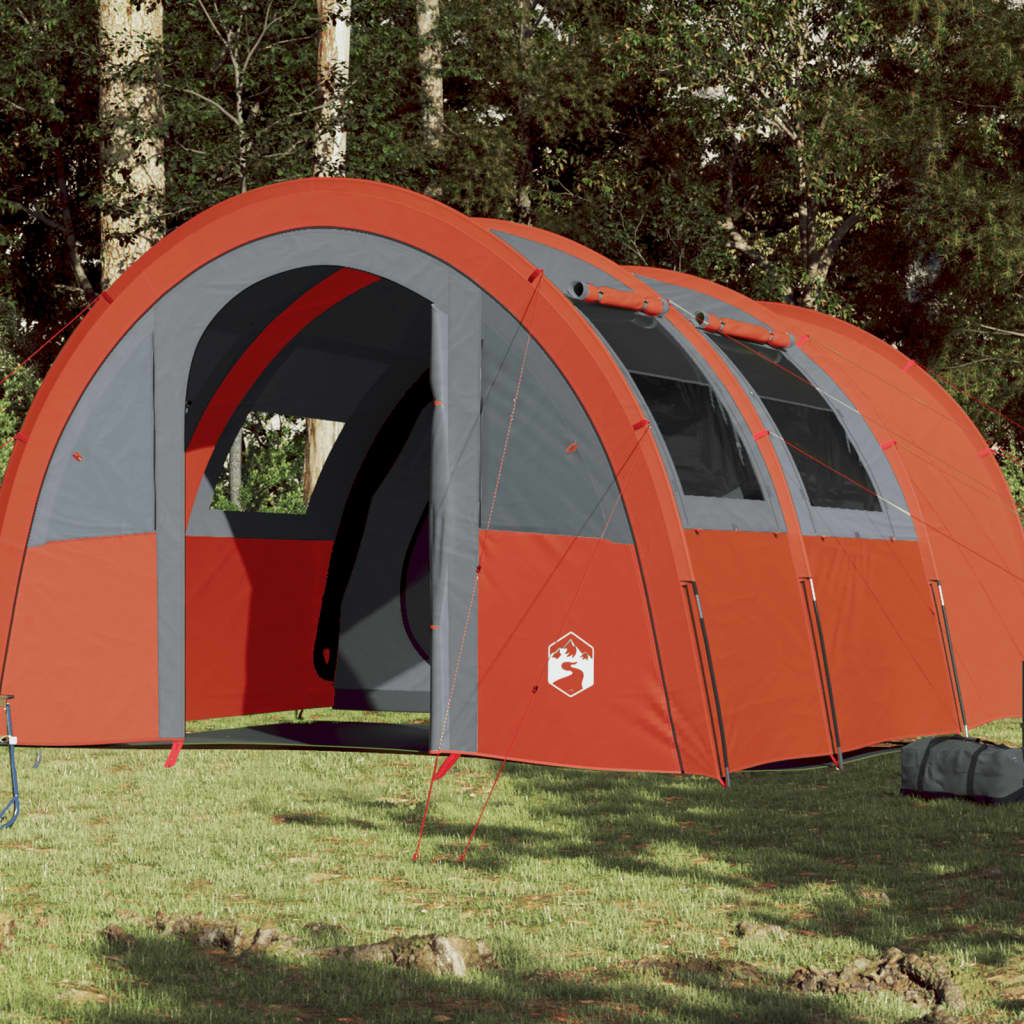 Camping Tent Tunnel 4-Person Grey and Orange Waterproof