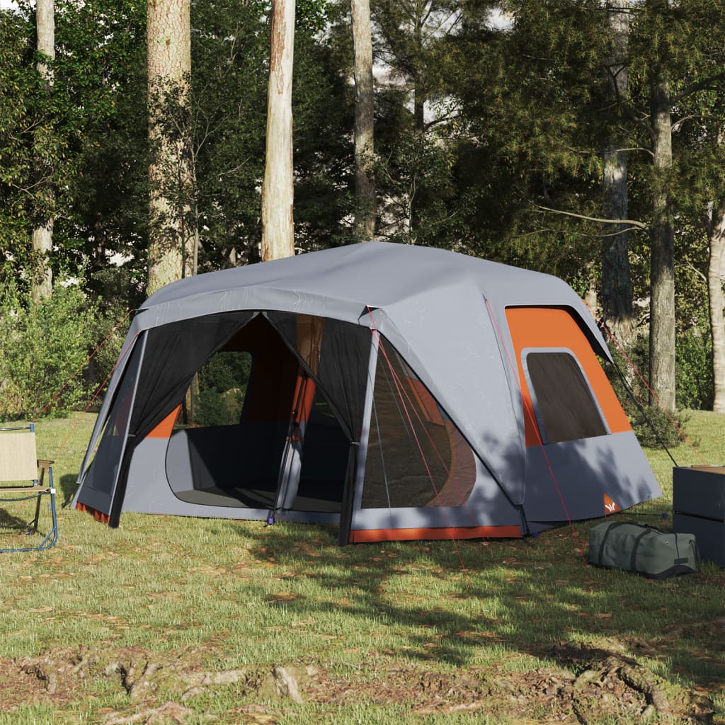 Family Tent 10-Person Grey and Orange Quick Release Waterproof