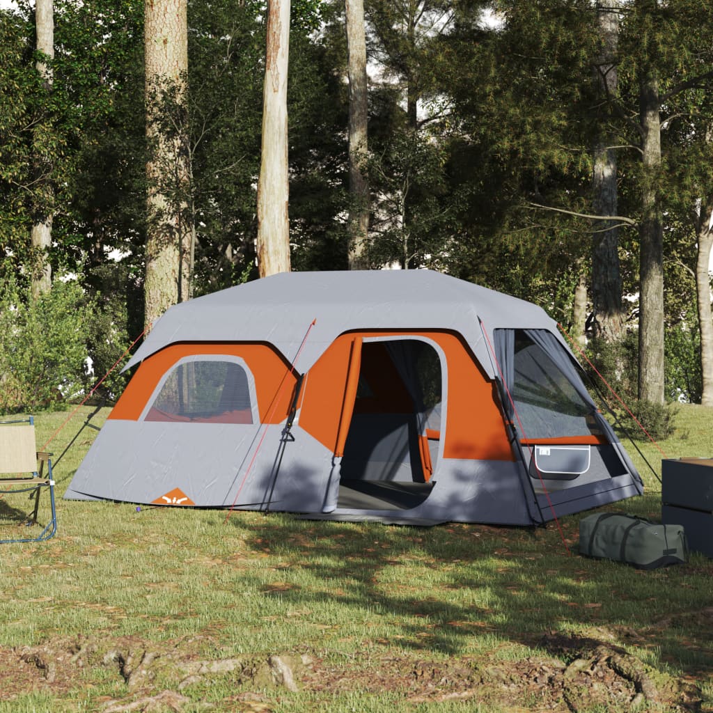 Family Tent 9-Person Grey and Orange Quick Release Waterproof