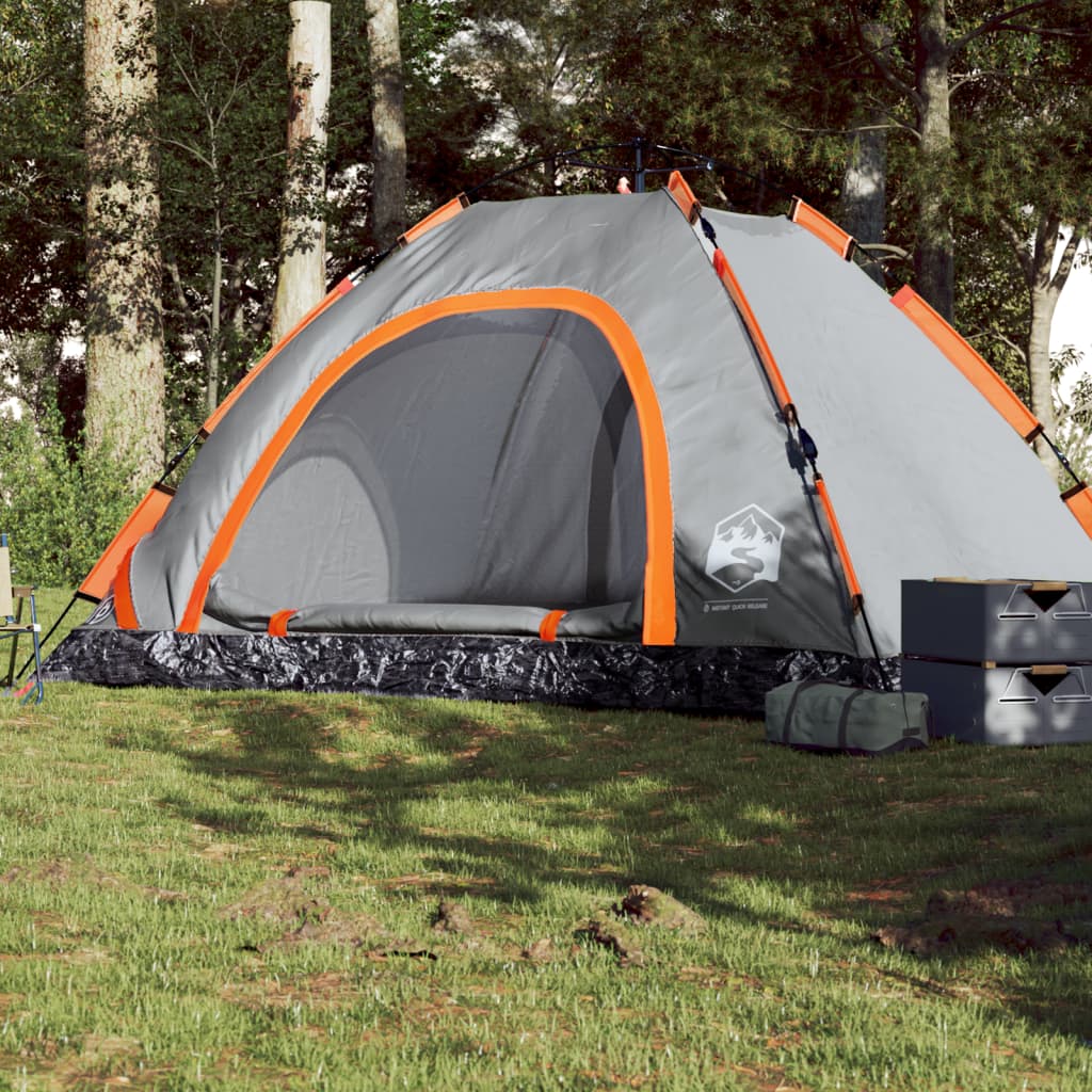 Camping Tent 5-Person Grey and Orange Quick Release