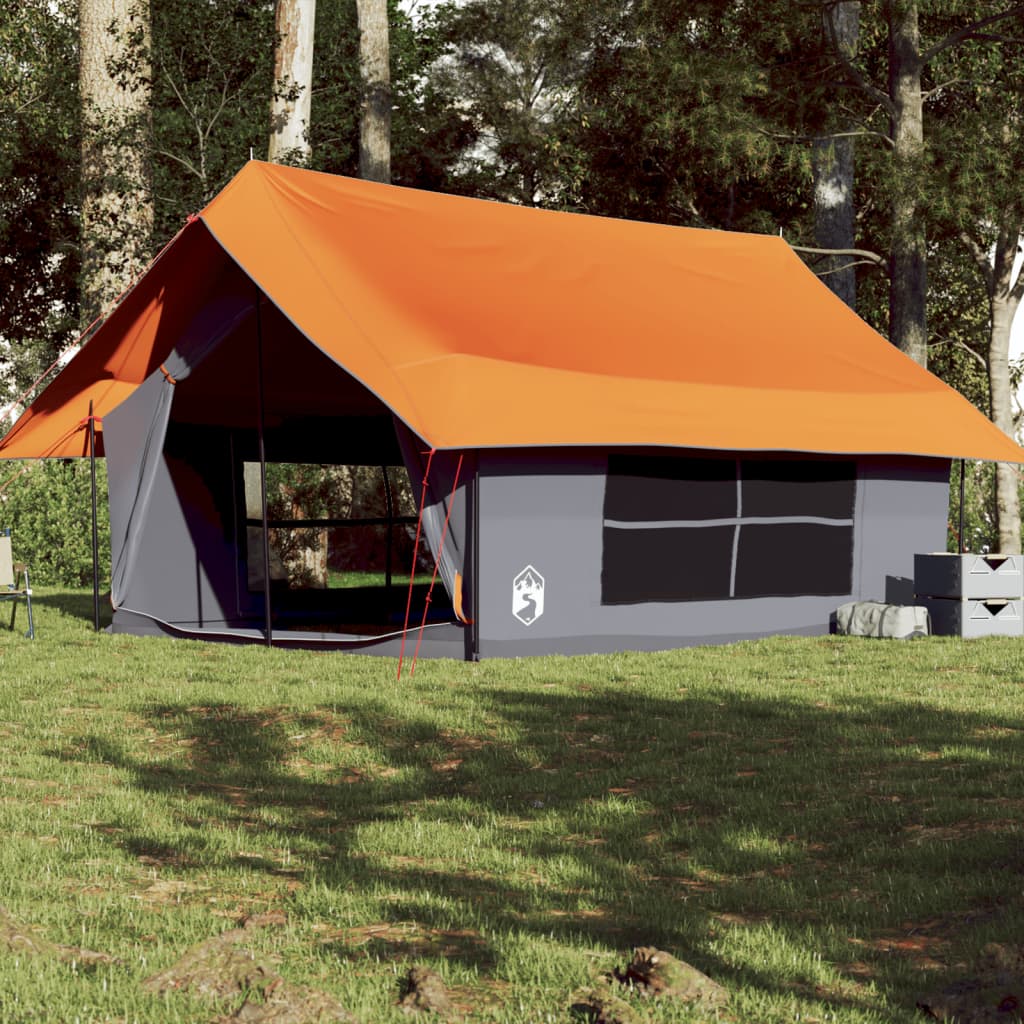 Camping Tent 5-Person Grey and Orange Waterproof