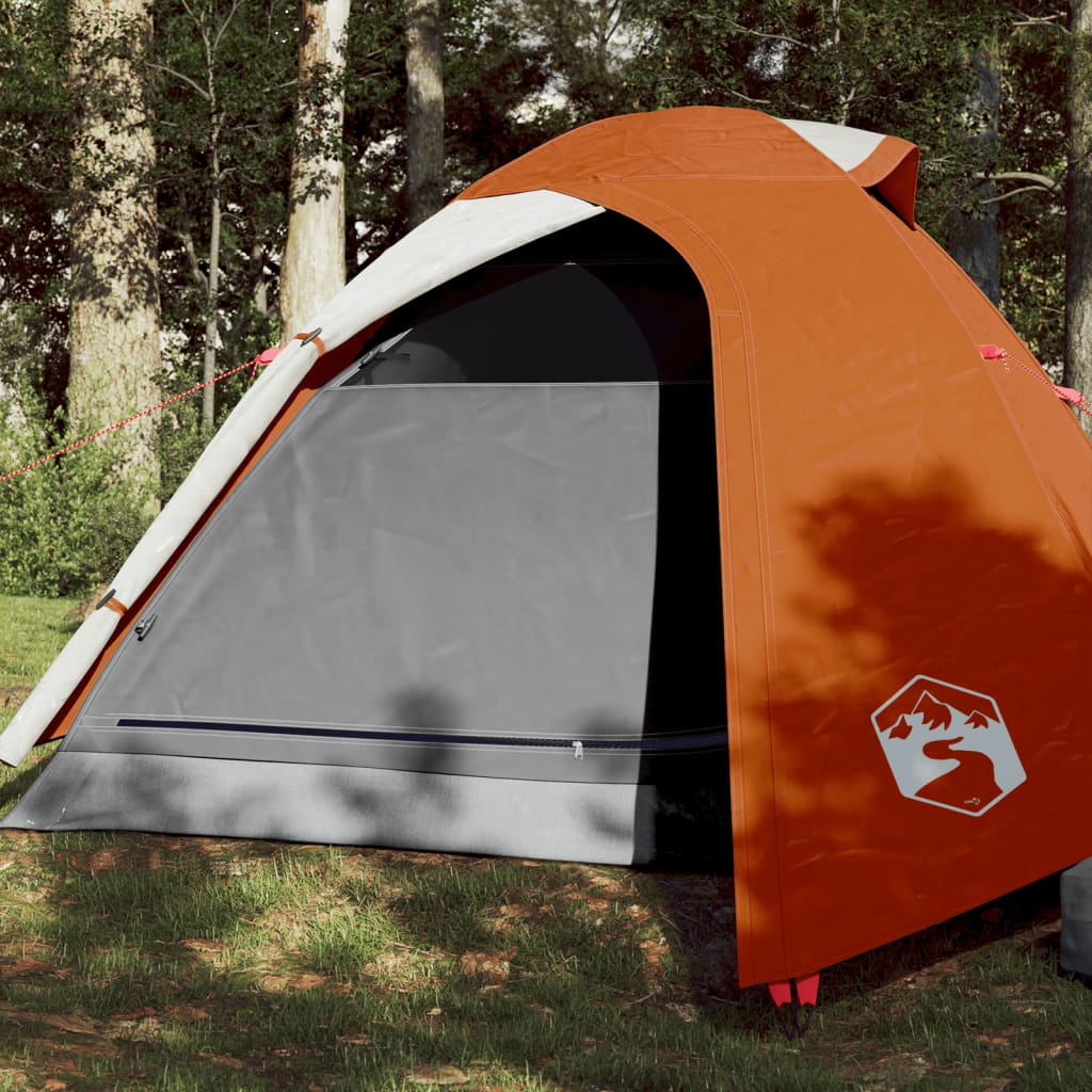 Camping Tent Dome 3-Person Orange Waterproof
