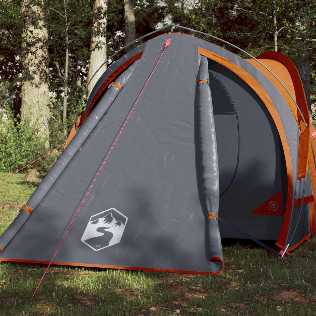 Camping Tent Dome 2-Person Grey and Orange Waterproof