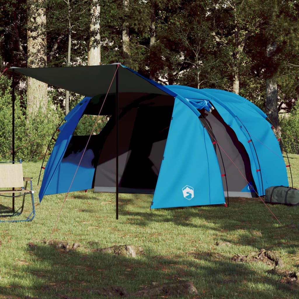 Camping Tent Tunnel 4-Person Blue Waterproof