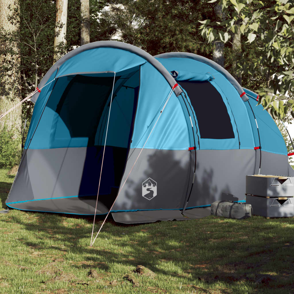 Camping Tent Tunnel 4-Person Blue Waterproof