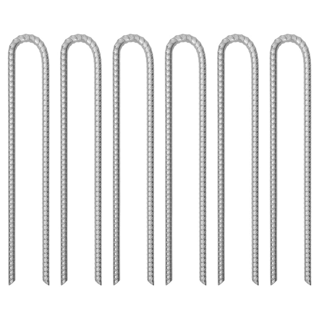 Tent Pegs 6 pcs U-shaped 41,5 cm Ø12 mm Galvanised Steel