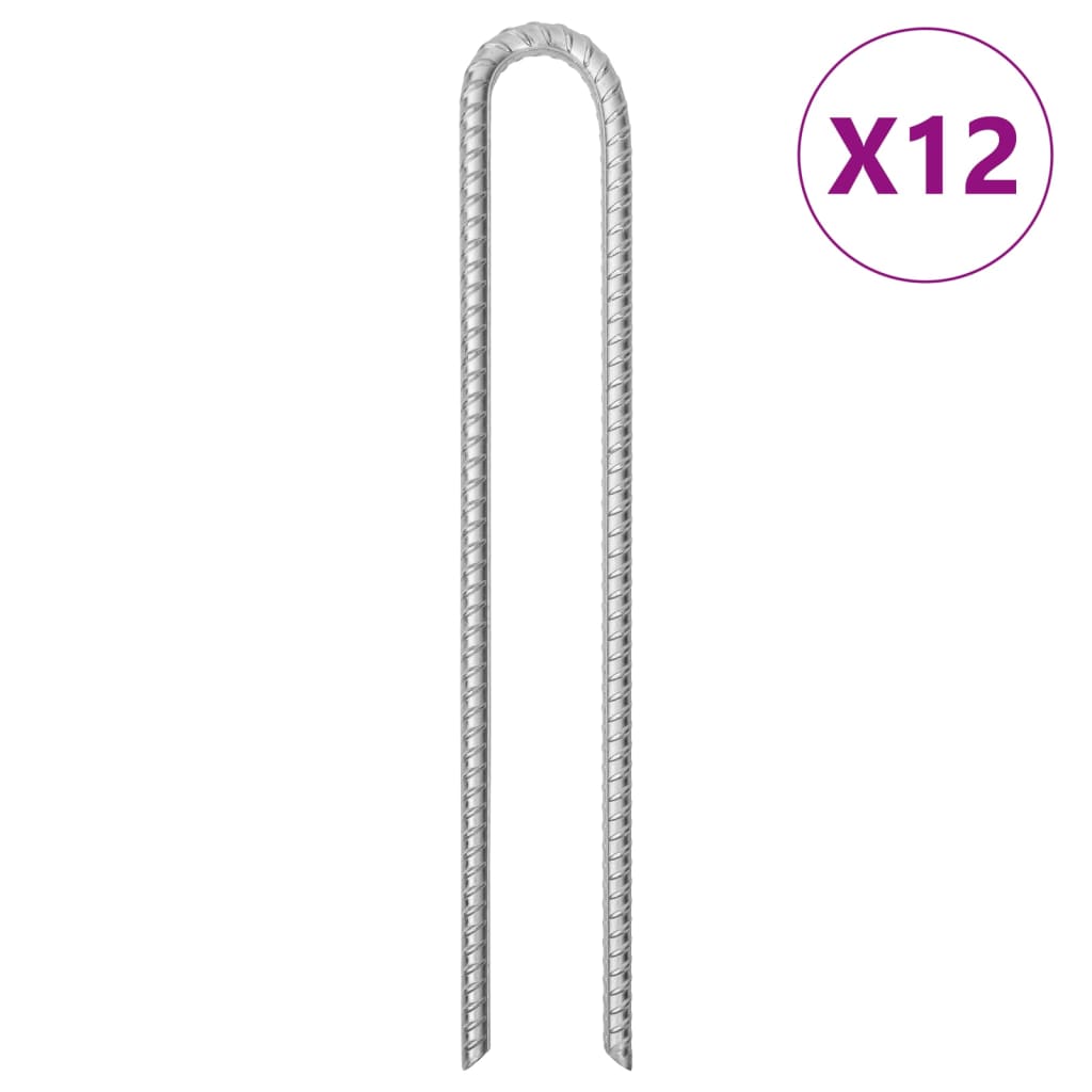 Tent Pegs 12 pcs U-shaped 41,5 cm Ø12 mm Galvanised Steel