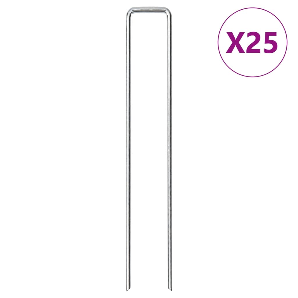 Ground Pegs U Shape 25 pcs 20x3,5 cm Galvanised steel